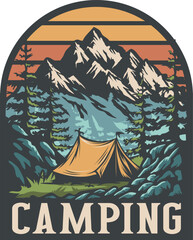 Outdoor camping logo design template