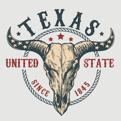 Bull skull t shirt Texas design template