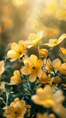 Spring nature background. Spring yellow flowers close up on abstract light backdrop. spring season concept, symbol of 8 March, women's day. Copy space