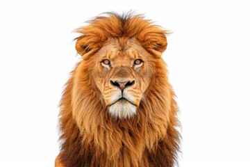 Obraz premium Portrait of a lion with a red mane on white