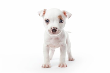 Obraz premium Small white puppy looking at camera