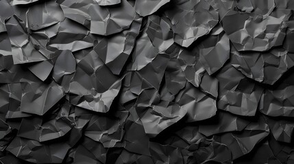 Wrinkled black old wrinkled paper. Dusty cardboard wrapping