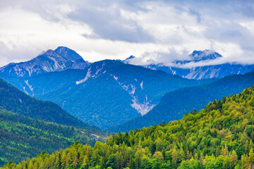 Alps mountain view from Mittenwald town