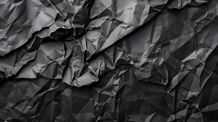 Wrinkled black old wrinkled paper. Dusty cardboard wrapping