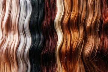 Fototapeta premium Shiny, natural hair extensions in various colors