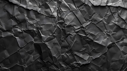 Wrinkled black old wrinkled paper. Dusty cardboard wrapping