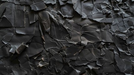 Wrinkled black old wrinkled paper. Dusty cardboard wrapping