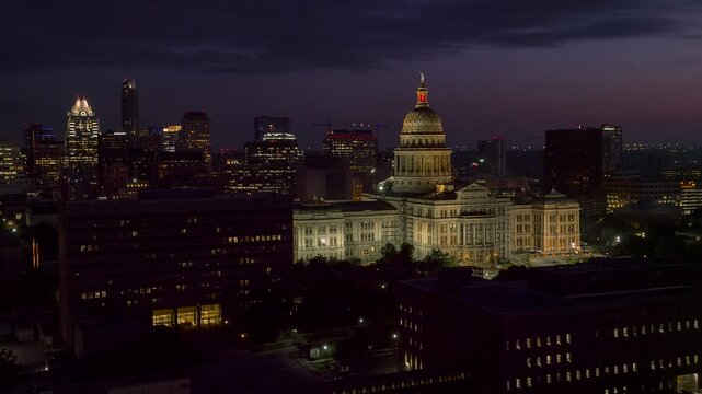 Austin Texas Capitol Building Downtown. Evening