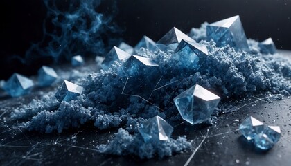 Obraz premium Crystals Gemstones Blue Icy Frosty Geometric Shapes Art Abstract Mysterious Ethereal Background Wallpaper