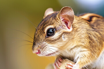 Close-Up of Gerbil with Detailed Whiskers and Bright Eyes

