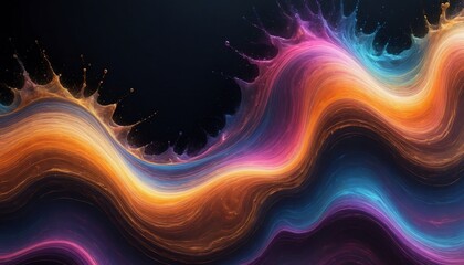 Obraz premium Fluid Dynamics Colorful Patterns Abstract Art Wavy Lines Dynamic Splashes Vibrant Hues Swirling Colors Background Wallpaper