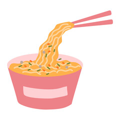 Instant noodles in the cup illustration