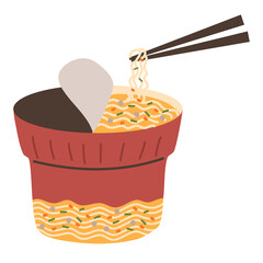 Fototapeta premium Spicy Korean instant noodles in a cup.