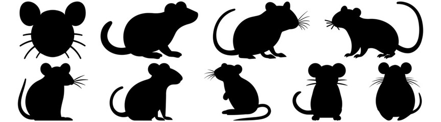 Mouse rat silhouette set vector design big pack of illustration and icon