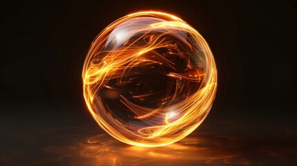 Abstract 3D Futuristic Glowing Plasma ball or globe, Abstract circle with smooth flowing waves, Magic ball, Abstract background, 4k High Quality, 3D render