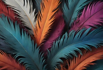 A stunning close-up photograph showcasing the intricate and colorful texture of bird feathers
