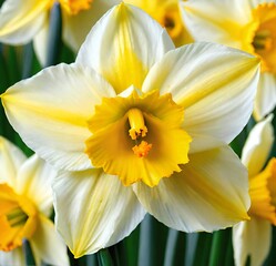 Fototapeta premium yellow daffodil flower, yellow, narcissus, nature, flowers, plant, bloom, blossom, garden, white, daffodils, isolated, beauty, flora