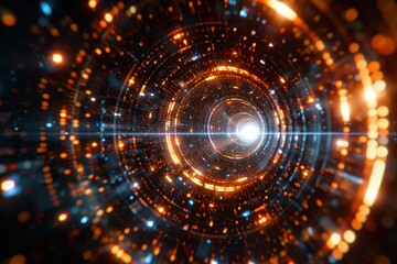 Fototapeta premium Abstract digital art with vibrant colors and dynamic circular patterns