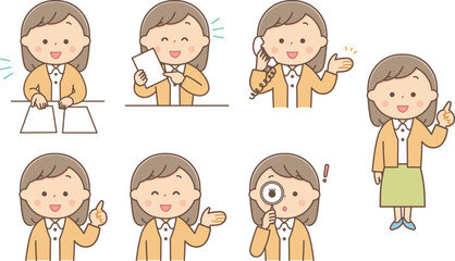 Fototapeta premium 説明をする事務の女性の表情セット
