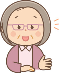 案内をする受付のシニア女性