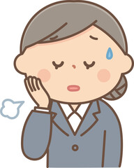 ため息をつくスーツの女性