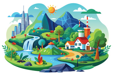 Playful Cartoon Illustration in Bright Colors