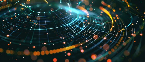 Obraz premium Abstract Technology Background with Glowing Lines and Bokeh