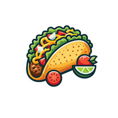 American style cartoon taco. Vector clip art illustration with simple gradients. All in a single layer.
