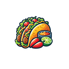American style cartoon taco. Vector clip art illustration with simple gradients. All in a single layer.