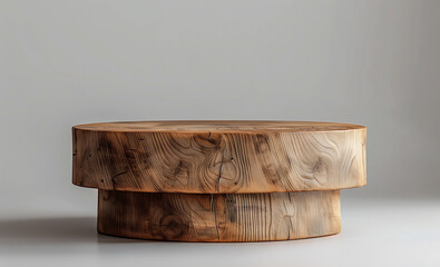 Stack of wooden podiums with a natural grain pattern for product display.