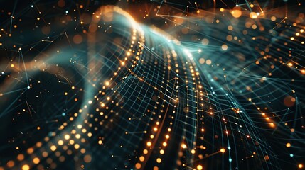 Abstract Digital Network with Glowing Points