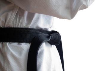 Isolated Taekwondo player black belt transparency, martial arts