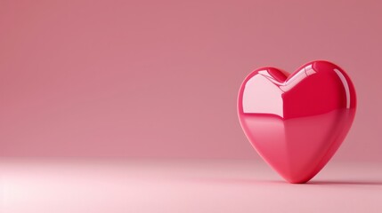 Like heart icon on pink background copy space text, social media notification, 3D rendering illustration