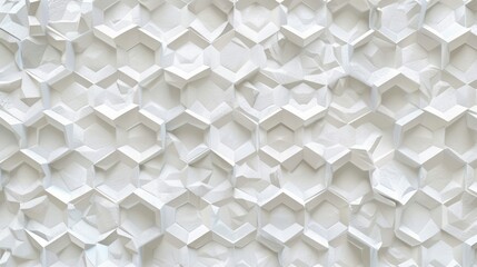 White geometric hexagonal abstract background, 3d rendering