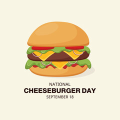 National Cheeseburger Day on September 18th poster design. Vector illustration