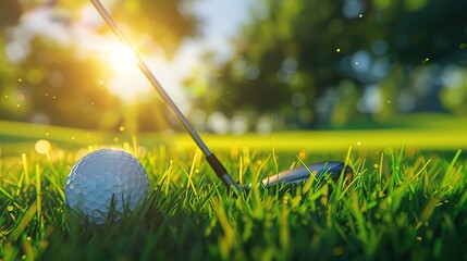 Wonderful Arafed golf ball on a tee in a field with a sunset