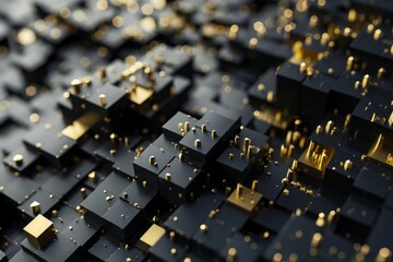 3d render, abstract geometric shapes big data blockchain concept.