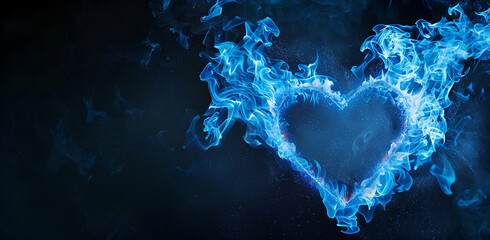 heart shaped blue flame splash