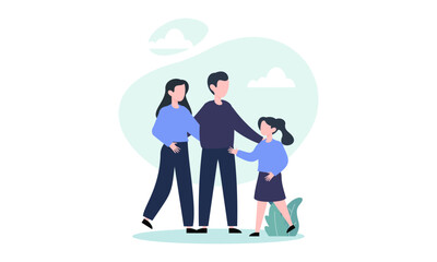 Hand drawn asian family illustration