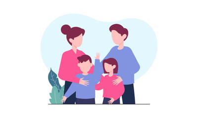 Hand drawn asian family illustration