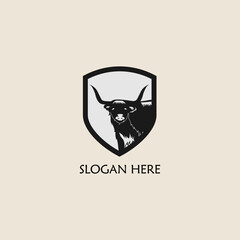 Cattle shield adventure badge logo vector graphic illustration on background