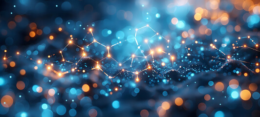 Ethereal Blue Waves with Sparkling Particles - Abstract Background