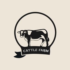 Cattle adventure badge logo vector graphic illustration on background