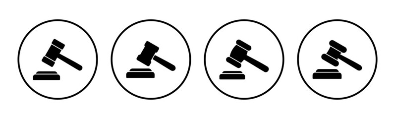 Gavel icon set. judge gavel icon vector. law icon vector. auction hammer
