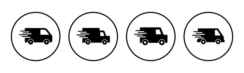 Fast shipping delivery truck icon set. Delivery truck icon. fast delivery icon