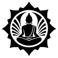 Gautam buddha silhouette vector logo icon, Line Art Logo