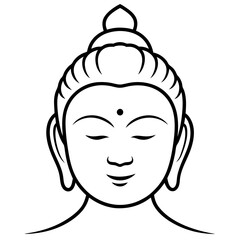 Gautam buddha silhouette vector logo icon, Line Art Logo