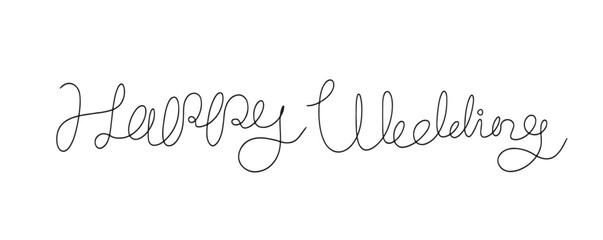 One line of Happy wedding lettering collections. Wedding lettering. Greetings lettering.