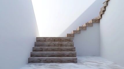 Naklejka premium Sleek and Contemporary Ultra-Photorealistic 3D Staircase on White Background, High-Quality Materials with Minimalistic Design