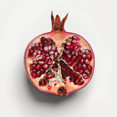 Photo of a split pomegranate ai generated